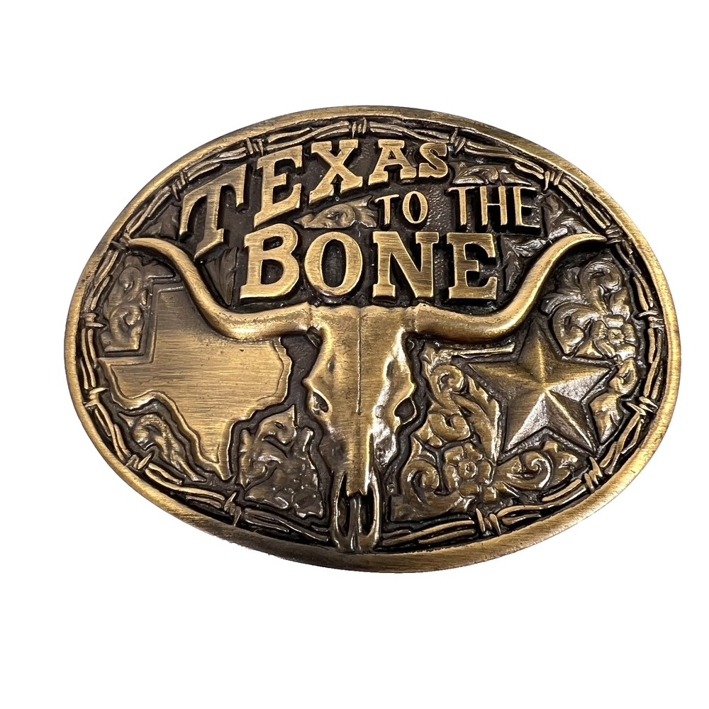 Montana Silversmiths Texas To The Bone Belt Buckle Solid Brass Longhorn